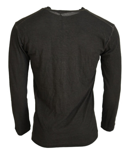 Gray Cotton Linen Long Sleeves Pullover Sweater-Dsquared²-LabelTerrace.com
