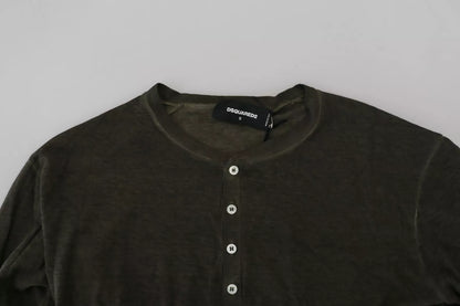 Gray Cotton Linen Long Sleeves Pullover Sweater-Dsquared²-LabelTerrace.com