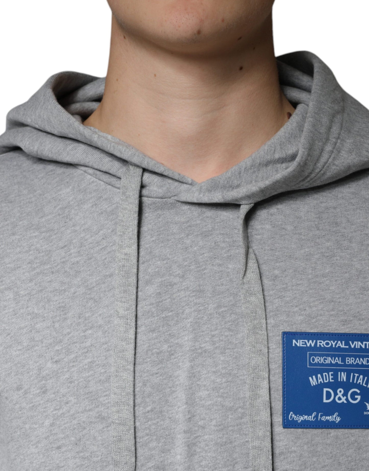 Gray Cotton Logo Hooded Sweatshirt Sweater-Dolce & Gabbana-LabelTerrace.com