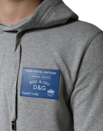 Gray Cotton Logo Hooded Sweatshirt Sweater-Dolce & Gabbana-LabelTerrace.com