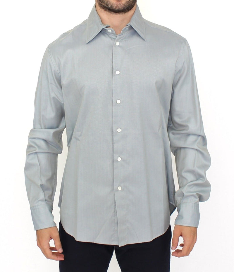 Gray Cotton Long Sleeve Casual Shirt Top-Ermanno Scervino-LabelTerrace.com