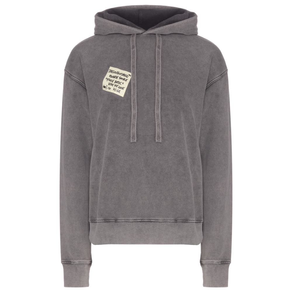 Gray Cotton Men Hoodie-Diego Venturino-LabelTerrace.com