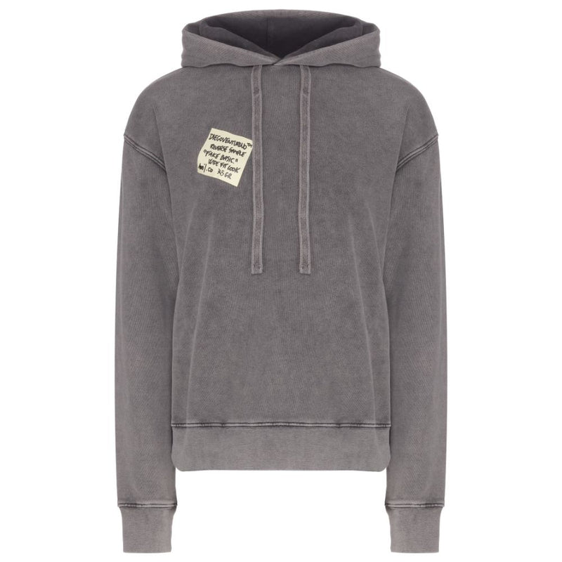 Gray Cotton Men Hoodie-Diego Venturino-LabelTerrace.com