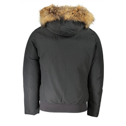 Gray Cotton Men Jacket with Hood and Removable Fur-Woolrich-LabelTerrace.com
