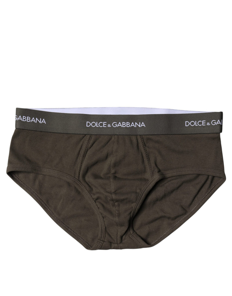 Gray Cotton Men Mid Slip Brief Underwear-Dolce & Gabbana-LabelTerrace.com