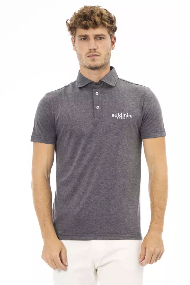 Gray Cotton Men Polo Shirt-Baldinini Trend-LabelTerrace.com