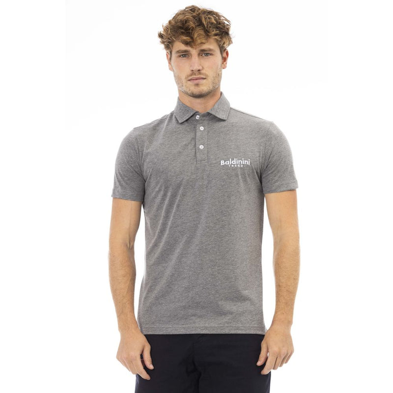 Gray Cotton Men Polo-Baldinini Trend-LabelTerrace.com