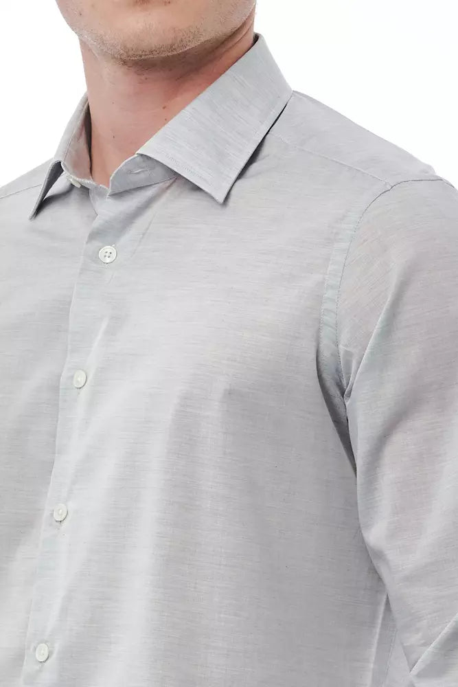 Gray Cotton Men Shirt-Bagutta-LabelTerrace.com
