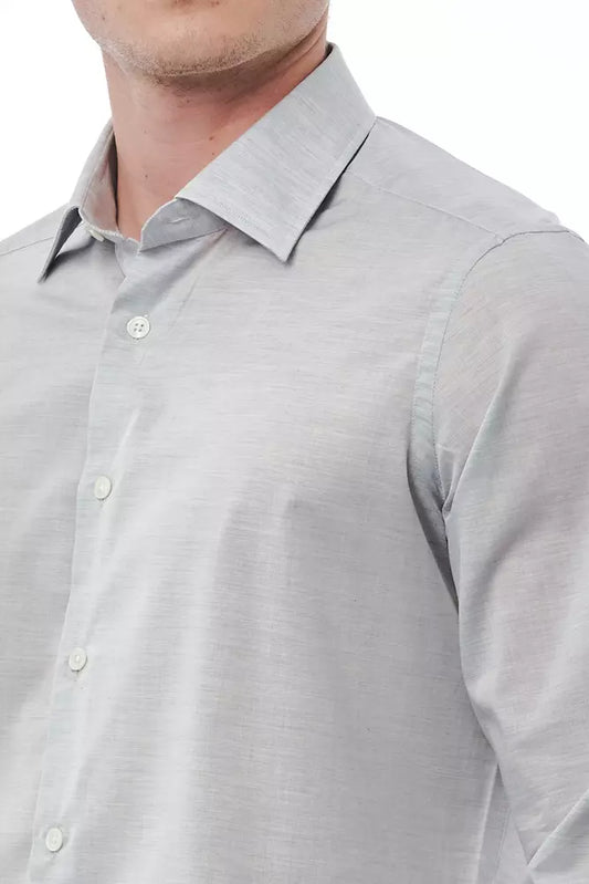 Gray Cotton Men Shirt-Bagutta-LabelTerrace.com