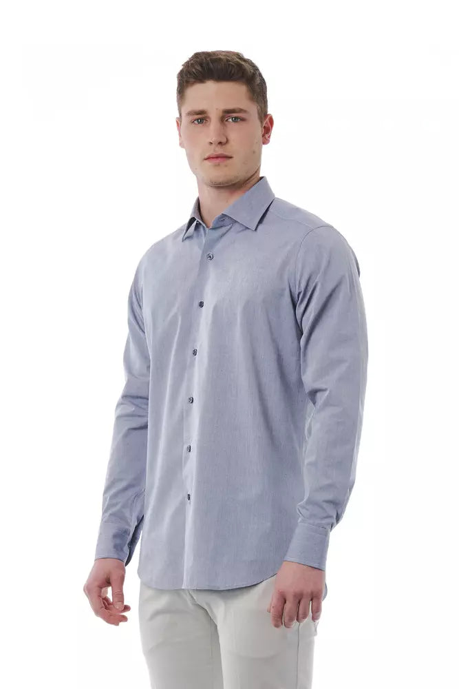 Gray Cotton Men Shirt-Bagutta-LabelTerrace.com