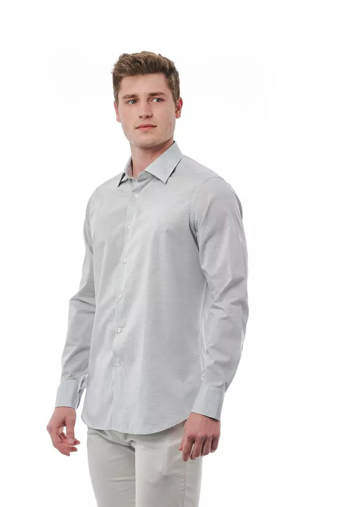 Gray Cotton Men Shirt-Bagutta-LabelTerrace.com