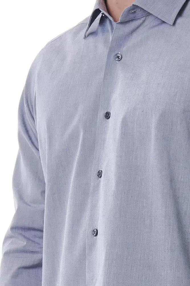 Gray Cotton Men Shirt-Bagutta-LabelTerrace.com