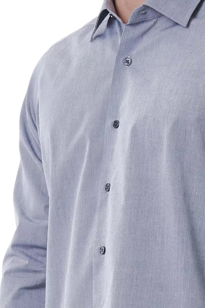 Gray Cotton Men Shirt-Bagutta-LabelTerrace.com