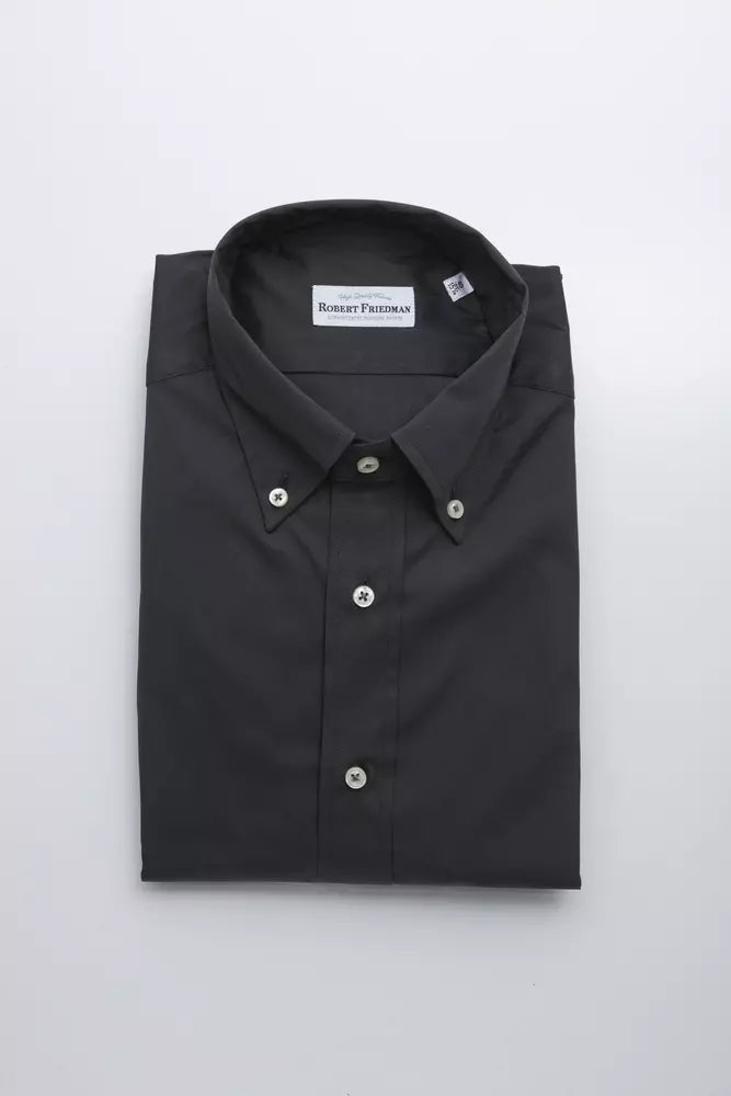 Gray Cotton Men Shirt-Robert Friedman-LabelTerrace.com