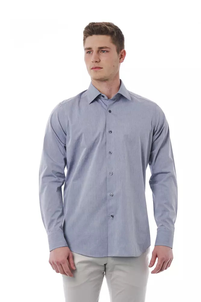 Gray Cotton Men Shirt-Bagutta-LabelTerrace.com