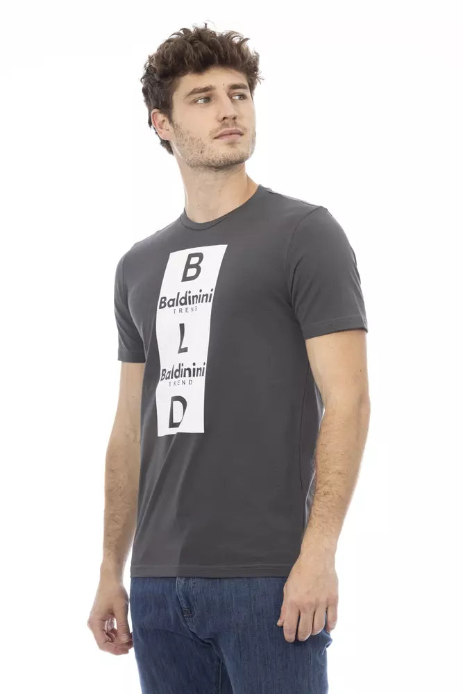 Gray Cotton Men T-Shirt-Baldinini Trend-LabelTerrace.com