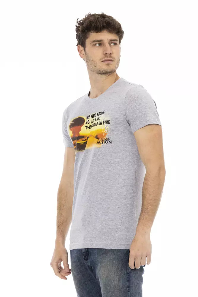 Gray Cotton Men T-Shirt-Trussardi Action-LabelTerrace.com