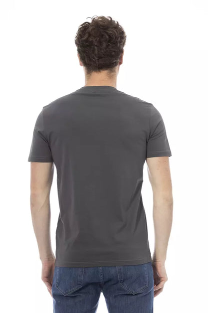 Gray Cotton Men T-Shirt-Baldinini Trend-LabelTerrace.com