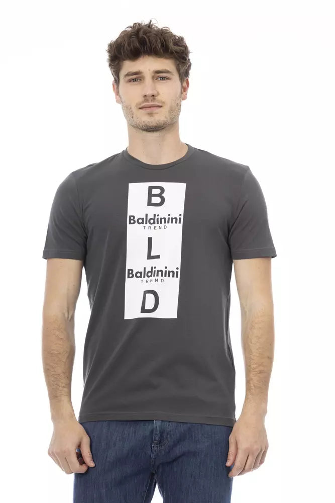 Gray Cotton Men T-Shirt-Baldinini Trend-LabelTerrace.com