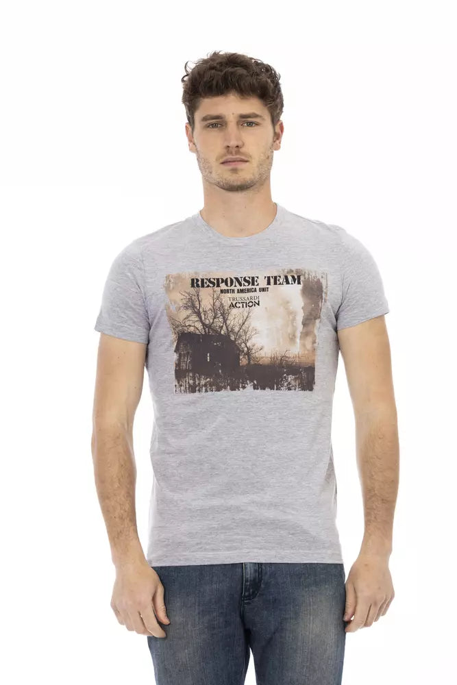 Gray Cotton Men T-Shirt-Trussardi Action-LabelTerrace.com