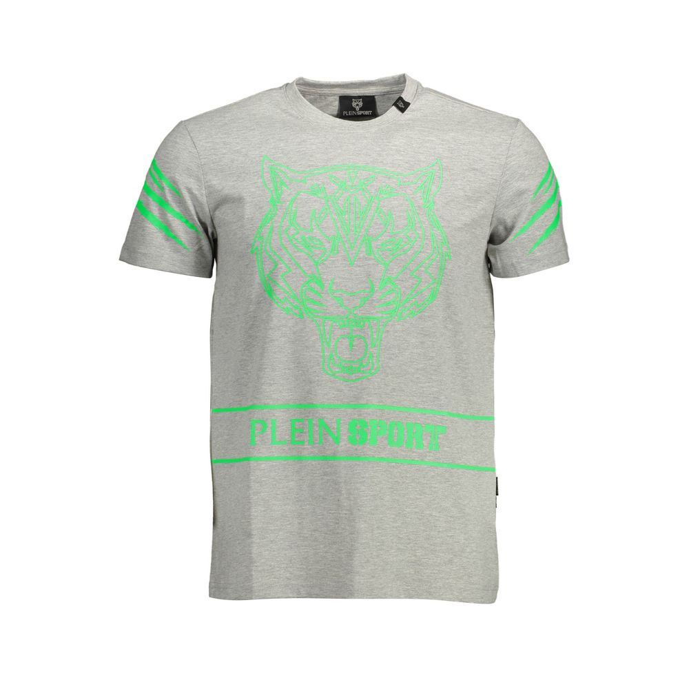 Gray Cotton Men T-Shirt-Plein Sport-LabelTerrace.com