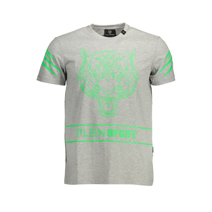 Gray Cotton Men T-Shirt-Plein Sport-LabelTerrace.com