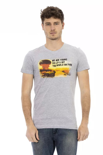 Gray Cotton Men T-Shirt-Trussardi Action-LabelTerrace.com