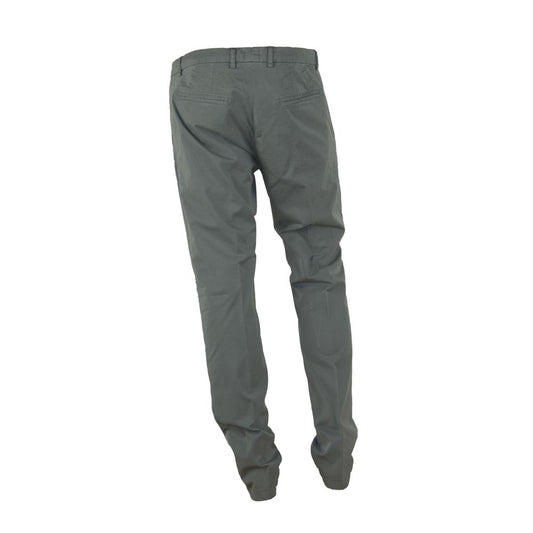 "Gray Cotton Men Trouser with Italian Craftsmanship"-Made in Italy-LabelTerrace.com