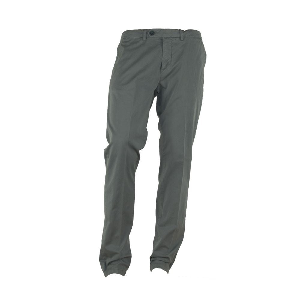 "Gray Cotton Men Trouser with Italian Craftsmanship"-Made in Italy-LabelTerrace.com