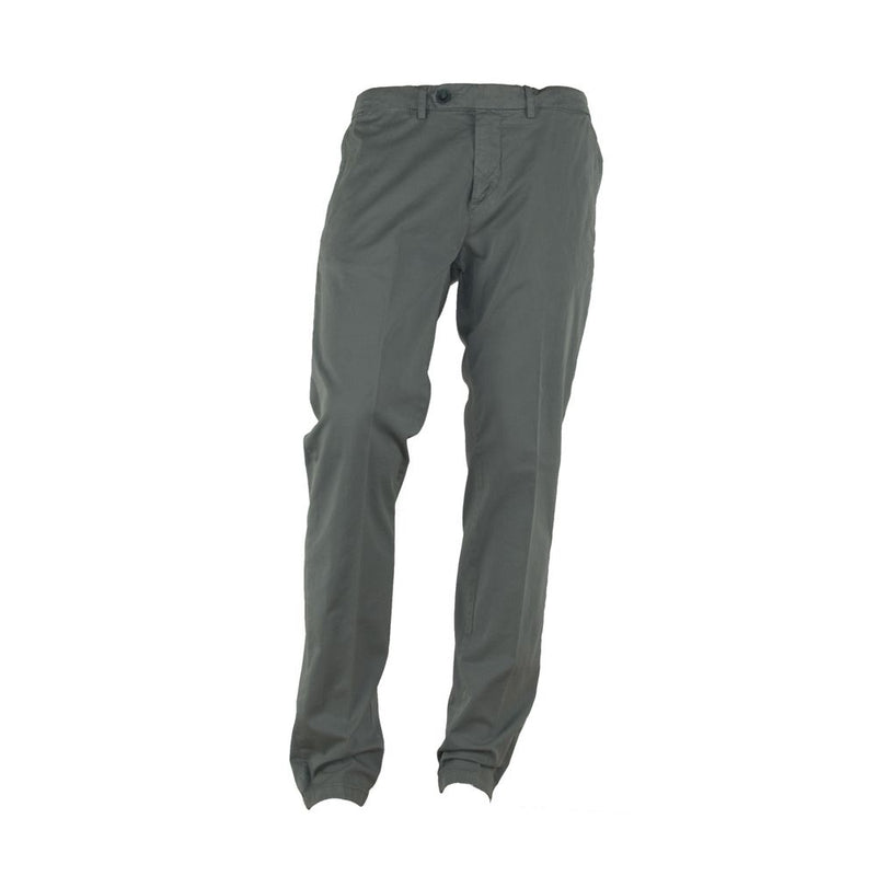 "Gray Cotton Men Trouser with Italian Craftsmanship"-Made in Italy-LabelTerrace.com