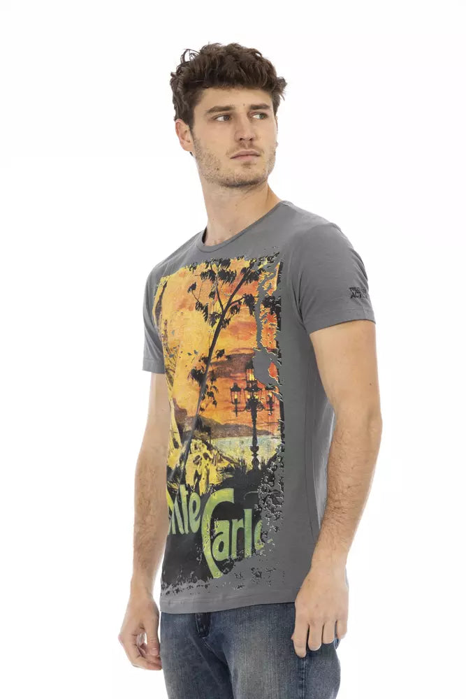 Gray Cotton Men's T-Shirt-Trussardi Action-LabelTerrace.com