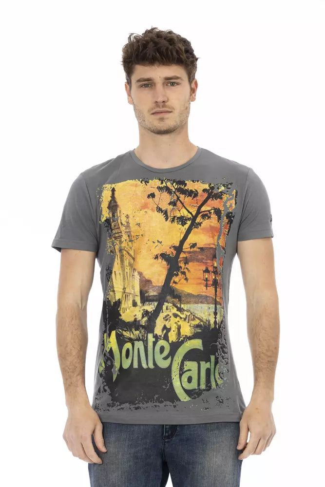 Gray Cotton Men's T-Shirt-Trussardi Action-LabelTerrace.com