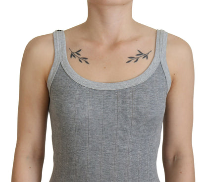 Gray Cotton Modal Canotta Tank Top T-shirt-Dolce & Gabbana-LabelTerrace.com