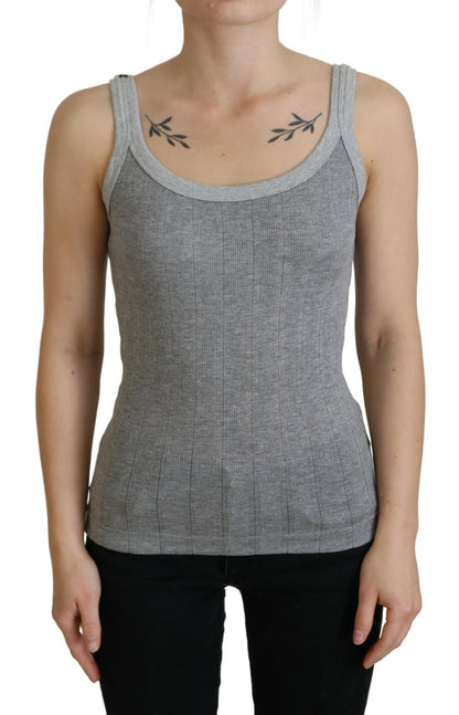 Gray Cotton Modal Canotta Tank Top T-shirt-Dolce & Gabbana-LabelTerrace.com