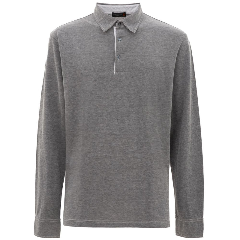 Gray Cotton Polo Shirt-Corneliani-LabelTerrace.com