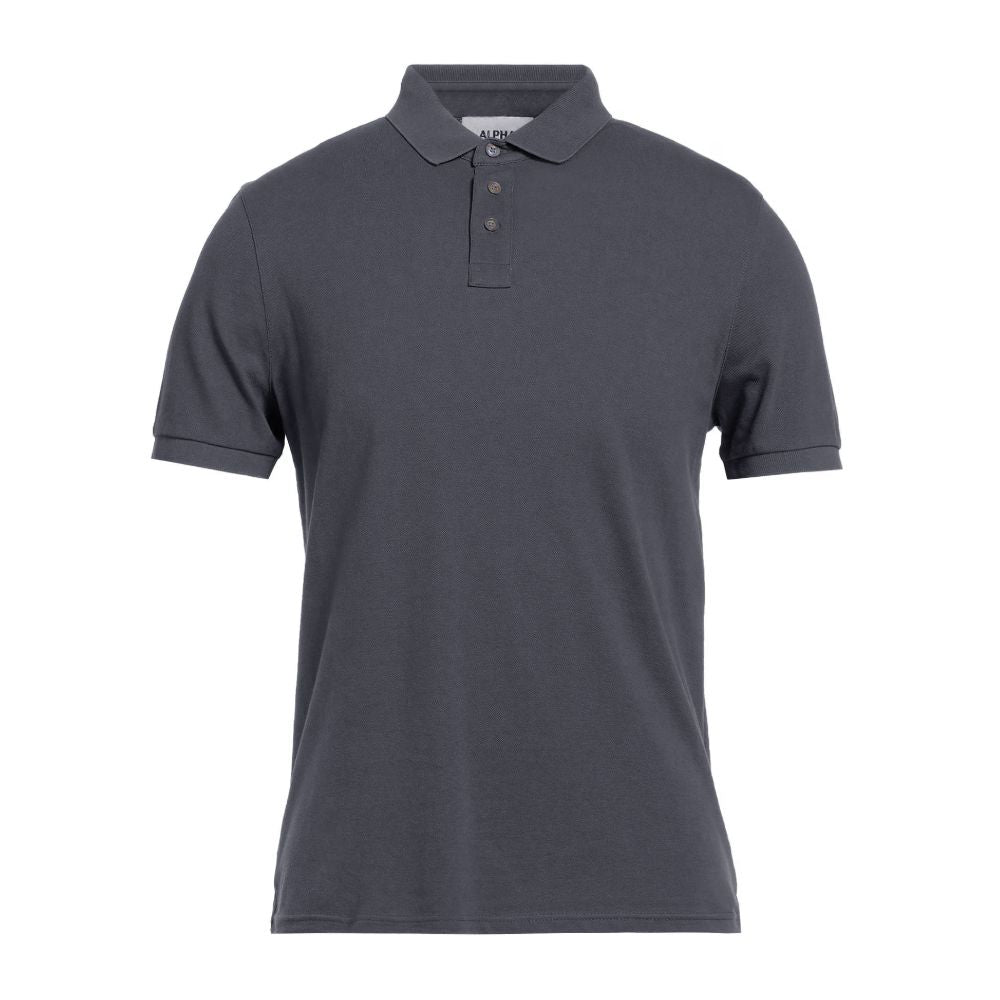 Gray Cotton Polo Shirt-Alpha Studio-LabelTerrace.com