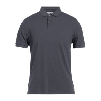 Gray Cotton Polo Shirt-Alpha Studio-LabelTerrace.com