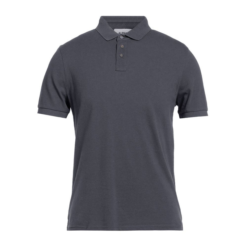 Gray Cotton Polo Shirt-Alpha Studio-LabelTerrace.com