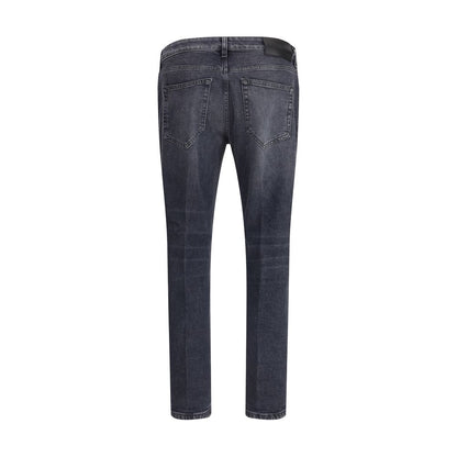 Gray Cotton Slim Fit Jeans