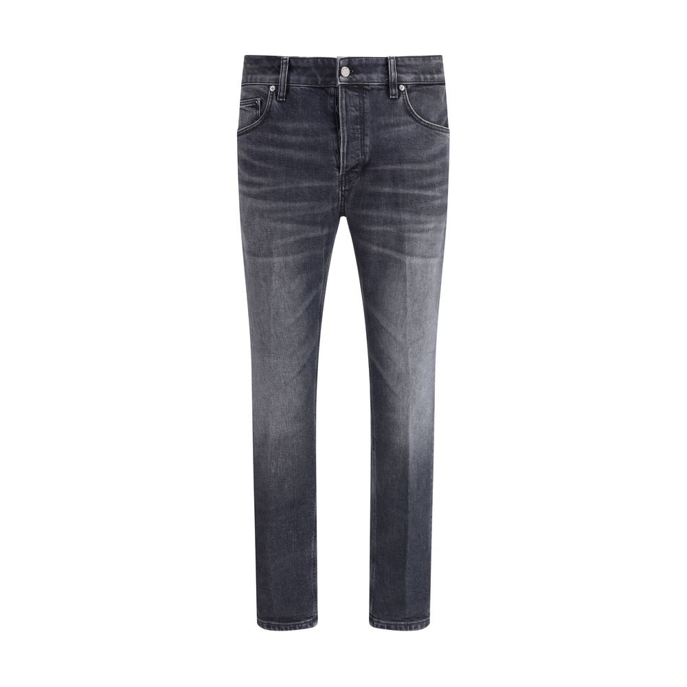 Gray Cotton Slim Fit Jeans