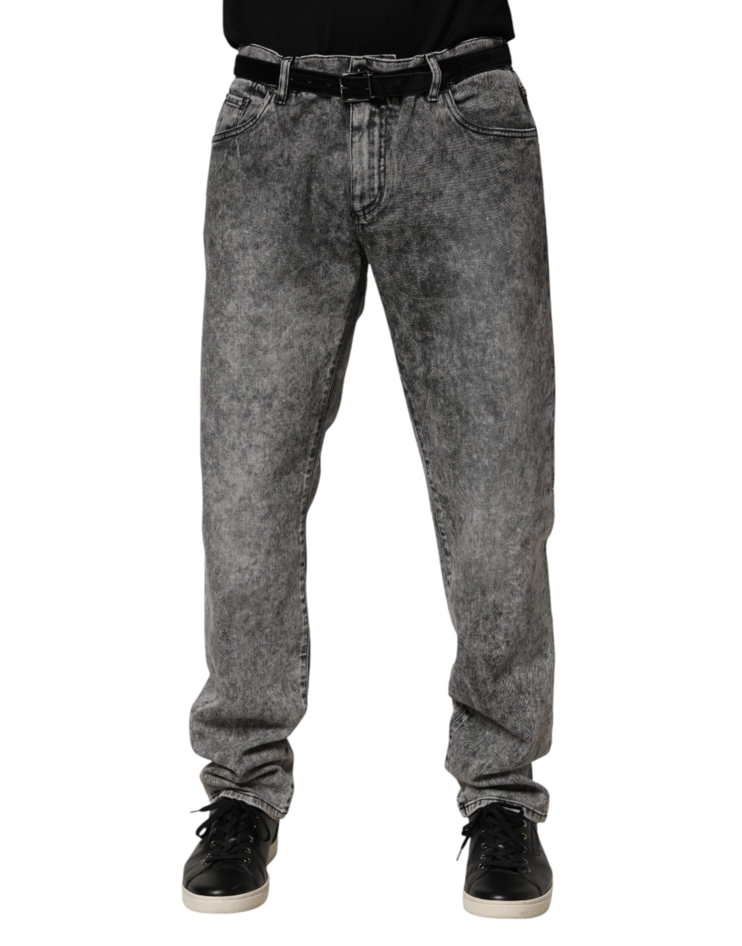 Gray Cotton Straight Leg Denim Trouser Jeans
