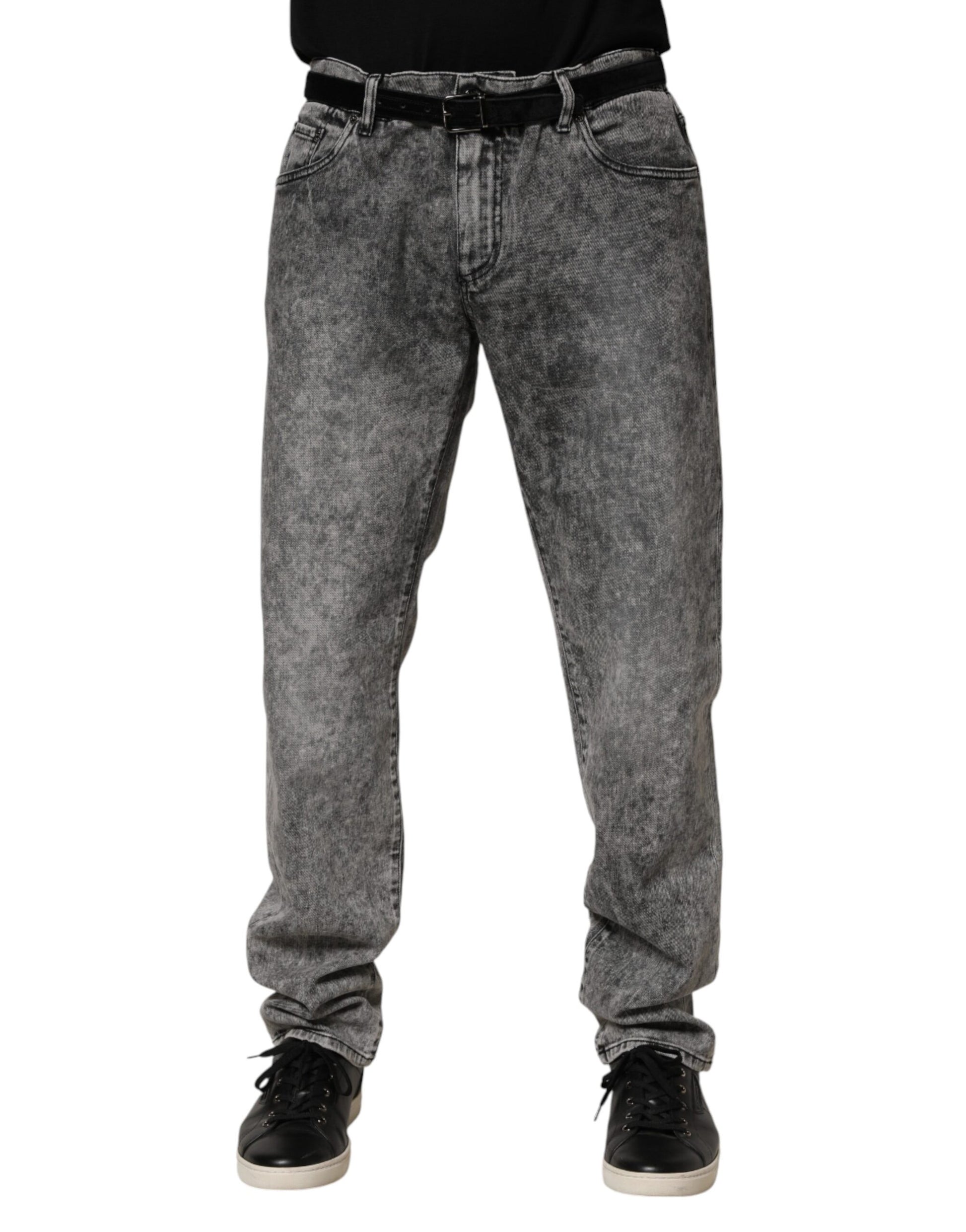 Gray Cotton Straight Leg Denim Trouser Jeans