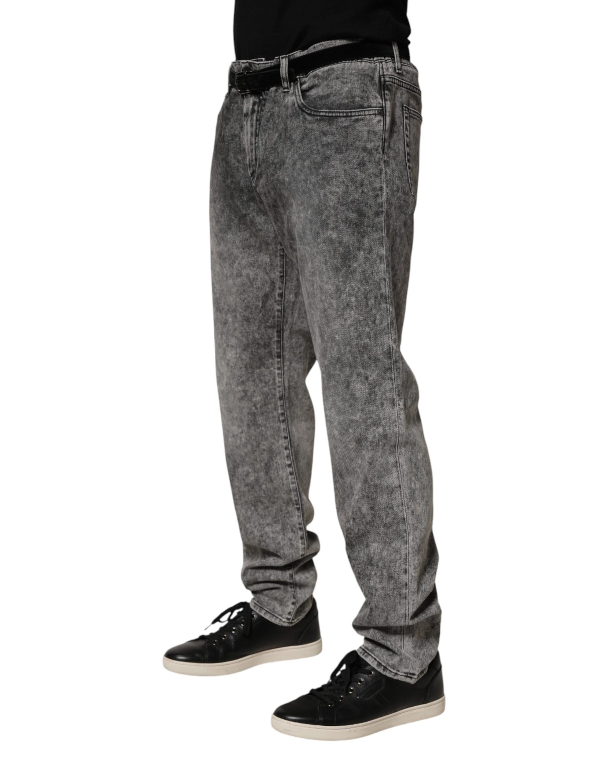 Gray Cotton Straight Leg Denim Trouser Jeans