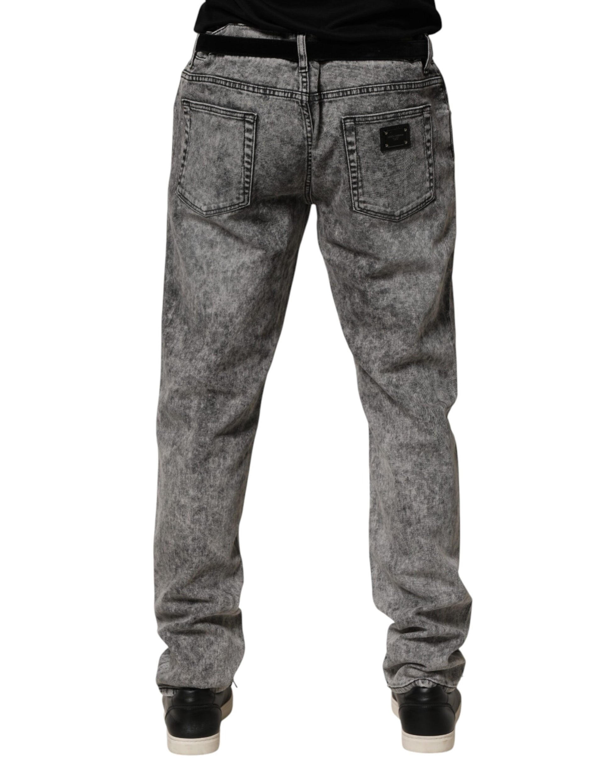 Gray Cotton Straight Leg Denim Trouser Jeans