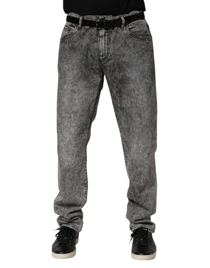 Gray Cotton Straight Leg Denim Trouser Jeans