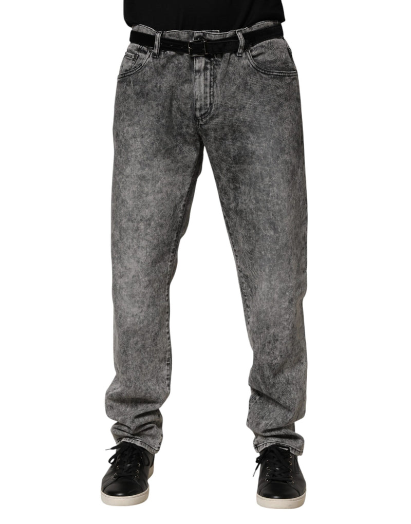 Gray Cotton Straight Leg Denim Trouser Jeans