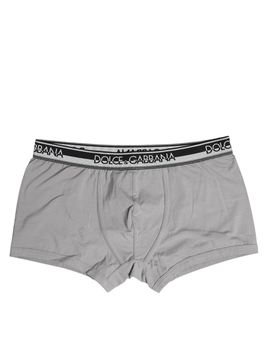 Gray Cotton Stretch Regular Boxer Underwear-Dolce & Gabbana-LabelTerrace.com