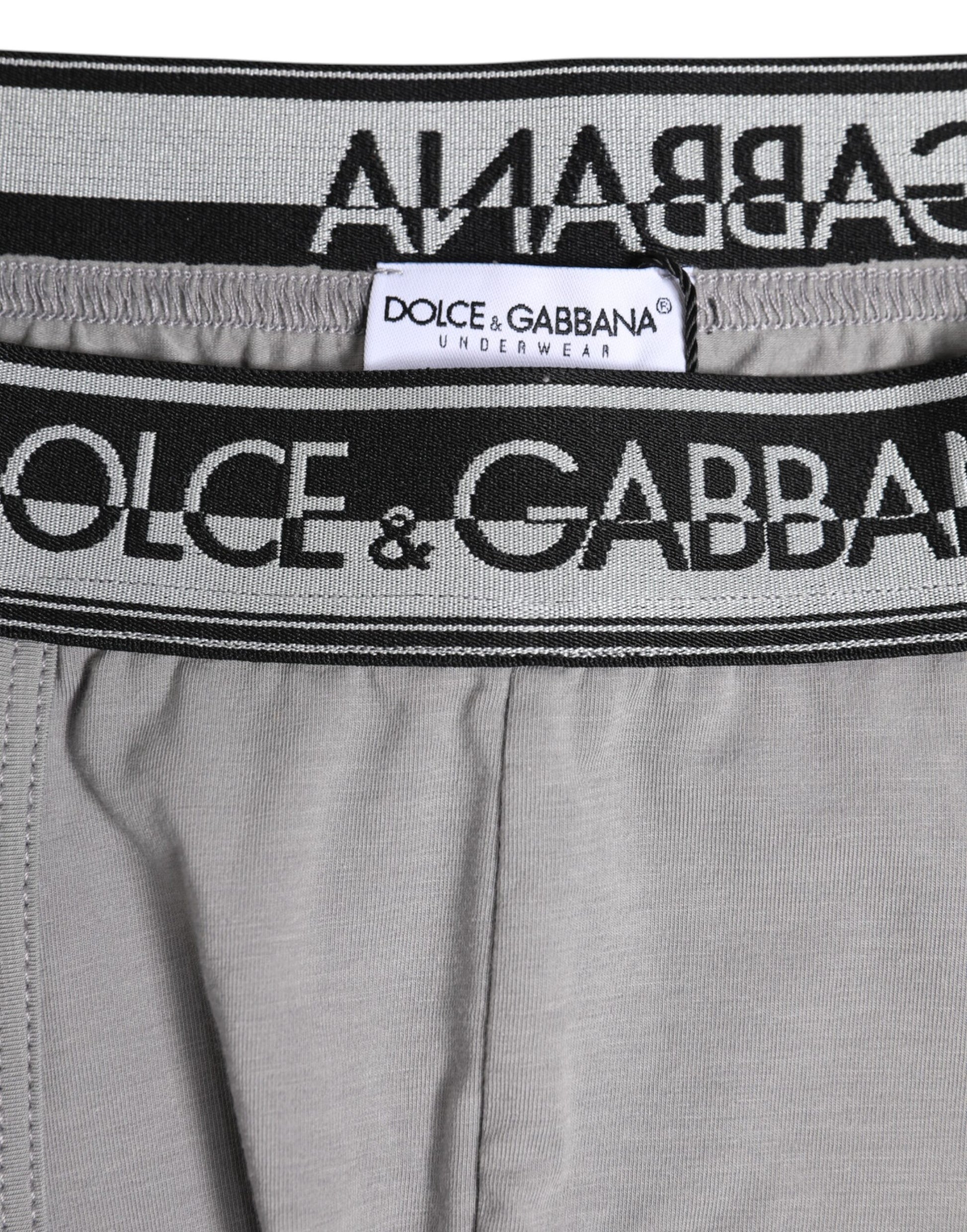 Gray Cotton Stretch Regular Boxer Underwear-Dolce & Gabbana-LabelTerrace.com