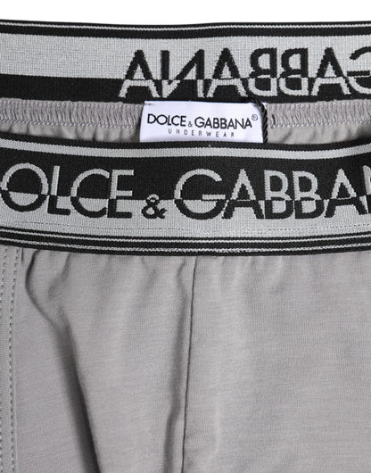Gray Cotton Stretch Regular Boxer Underwear-Dolce & Gabbana-LabelTerrace.com