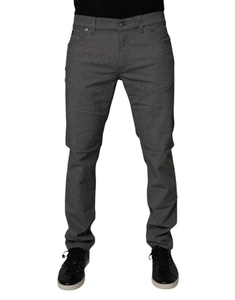 Gray Cotton Stretch Skinny Denim Jeans-Dolce & Gabbana-LabelTerrace.com